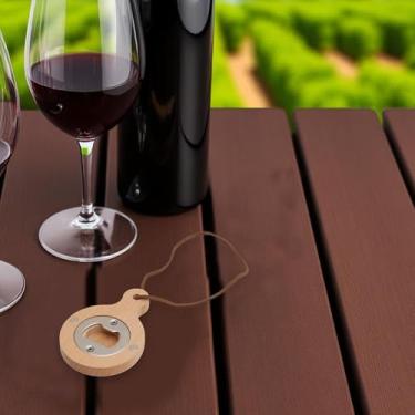 Imagem de Generic 1 peça abridor de garrafa magnético simples abridor de garrafas madeira de faia ímã de madeira marrom claro 6 x 8,5 x 1,2 cm