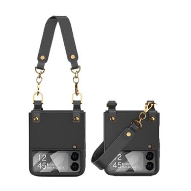 Imagem de Capa de telefone com pulseira para Samsung Galaxy Z Flip 4 5G Flip4 Flip3 Flip 5 3 Zflip4 Zflip3 flip5 Funda Coque Covers, preta, para Samsung z flip 5