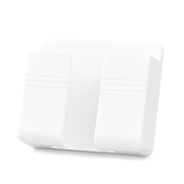 Imagem de 2 peças de suporte de telefone montado na parede - perfurador - caixa de armazenamento gratuita (branca)