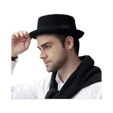 Imagem de Chapéu Fedora de Feltro de Lã Preto - Aba Larga - Estilo Vintage para 