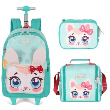 Imagem de Kit Mochila Rodas Lancheira Estojo Escolar Up4you Pet Cute-Feminino