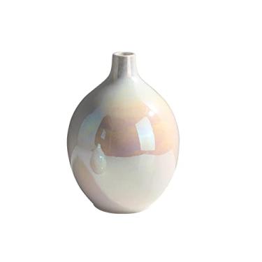 Imagem de Yalych Vaso decoração escritório hotel vaso criativo padrão floco de neve vaso de cerâmica modelo decoração sala de estar varanda decoração flor 28,5 x 16,5 cm decoração de casa (cor: grande)