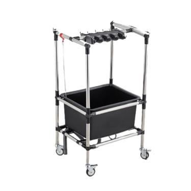 Imagem de Material de limpeza organizador de vassoura e esfregão, suporte para vassoura e esfregão, pia de esfregão, 10 compartimentos e 4/8 ganchos, roda de 360° (8 ganchos)