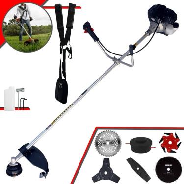 Imagem de Roçadeira Com Sistema Antivibração Toyama RT43LB25A À Gasolina 2T 43cc 1,7HP 10000rpm Multifunções Completa Com Carretel de Nylon + 5 Lâminas de Corte