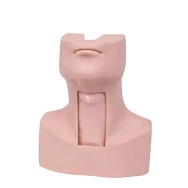 Imagem de IUBGFTO Modelo simulador de traqueostomia em PVC, cricotirotomia, manequim de treinamento de cuidados com traqueostomia com 4X simulação de traqueia e pele do pescoço 4X