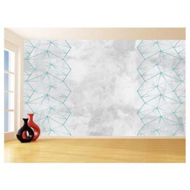 Imagem de Papel De Parede Concreto Linhas Azul Turquesa 3,5M Kkt313 - Você Decor