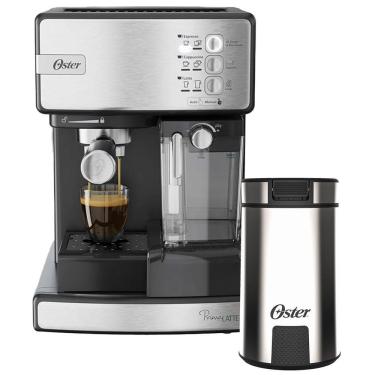 Imagem de Kit Cafeteira Nova Primalatte Inox E Moedor De Café Oster 220V