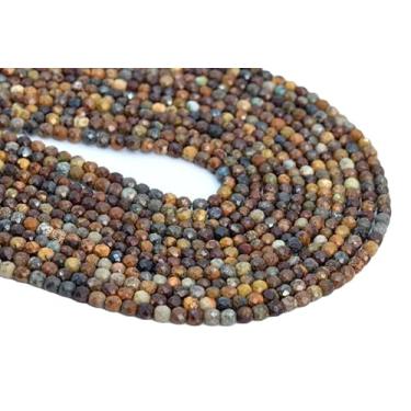 Imagem de Lady Works Fio de pedra natural turquesa multicolorida de 33 cm, contas facetadas redondas de 3-4 mm para fazer joias DIY | Beads_05689