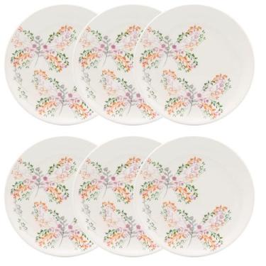 Imagem de Jogo 6 Pratos Sobremesa Oxford Jardim Secreto 20 cm Cerâmica Decorada