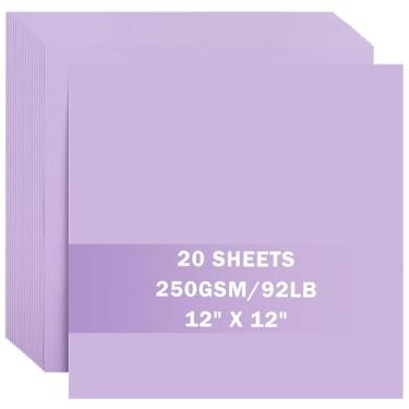 Imagem de 20 folhas de cartolina roxa clara 30,5 x 30,5 cm, cartolina, 250 g/m² de espessura, papel de construção para Cricut, scrapbook, artesanato, fabricação de cartões UAP34LP20