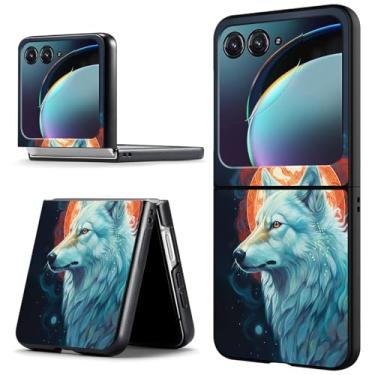 Imagem de ACWDMKH Capa para Motorola Moto Razr Plus 2024, para Moto Razr 50 Ultra, capa protetora de telefone fofa fina e rígida de policarbonato antiarranhões à prova de choque para Motorola 50 Ultra, lobo