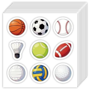 Imagem de OLYCRAFT 20 folhas/180 peças, adesivos autoadesivos com tema esportivo, papel de basquete, futebol, adesivo decorativo, 2,5 cm, voleibol, scrapbook, scrapbook, álbum de recortes, agenda