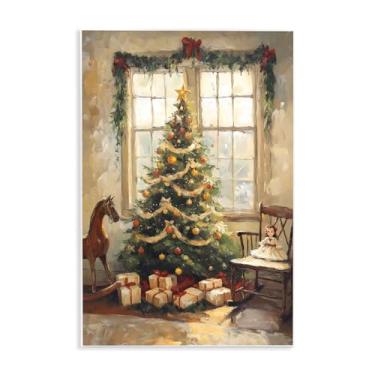 Imagem de Stupell Industries "Vista da janela da manhã de Natal", arte de placa de parede, 25 x 38 cm