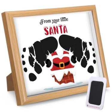 Imagem de Primeira pegada de Natal do bebê, artesanato de pegada de recém-nascido, artesanato, moldura faça você mesmo, kit de enfeites de Natal de madeira, presentes de Natal de 2025, lembrança de memória para