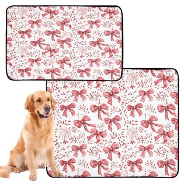 Imagem de CEBUGI Almofadas de xixi laváveis para cães, pacote com 2, almofadas impermeáveis para filhotes de cachorro, antiderrapante, à prova de vazamento, para cama de cercadinho, arcos vermelhos