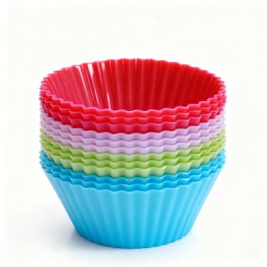 Imagem de Kit 12 Formas de Silicone para Cupcake e Muffin Antiaderentes, Reutilizáveis e Resistentes a 220°C para Forno e Airfryer