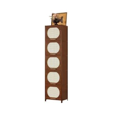 Imagem de hezhuhe2258 Aparador de sala de jantar Aparador de canto de bordas estreitas Unidade de armazenamento de chão para sala de estar, estantes de livros, armazenamento e exibição