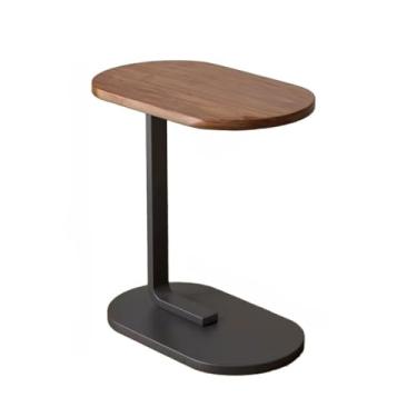 Imagem de Mesa lateral para sofá Mesa para laptop com estrutura de ferro e MDF Mesa de cabeceira multifuncional, Ideal para Sofá, Laptop e Quarto(Marrom)