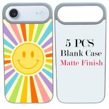 Imagem de JUSTRY 5 peças de capa de telefone em branco de sublimação capas de celular compatíveis com iPhone Air, fácil de sublimar DIY personalizado 2 em 1 capa móvel TPU macio 2D + inserções prata fosca