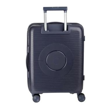 Imagem de Mala de Bordo Premium, PP Plástico Azul, 40L, 56x40x21cm, Rodas 360°, Com Cadeado e USB, Sistema de Carrinho em Aço