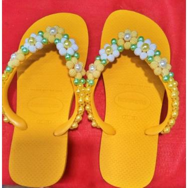 Imagem de Chinelo Bordado Havaianas Adulto Amarelo, 35-36