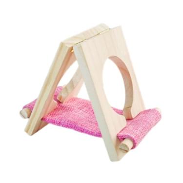 Imagem de Ｂｅｓｇａ Cama de madeira para hamster, acessórios para gaiola, esconderijo ventilado, habitat divertido para gerbils, pequenos animais, ratos e lemingues, Rosa