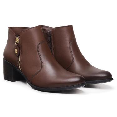 Imagem de Bota Feminina Cano Curto Coturno Couro Original 0205-Feminino