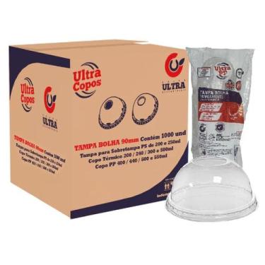 Imagem de 1000 Tampas Bolha S/Furo Copo 400 500 Copo Isopor 240 300Ml - Ultra Co