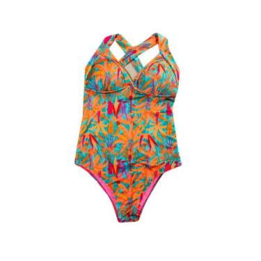 Imagem de Maiô Com Bojo 40 Ao 52 Preto Estampado Plus Size Moda Praia - Banho de