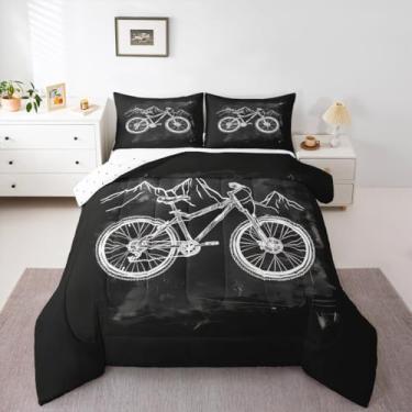 Imagem de Erosebridal Conjunto de cama solteiro com estampa de mountain bike, para crianças, meninos, meninas, adultos e adolescentes