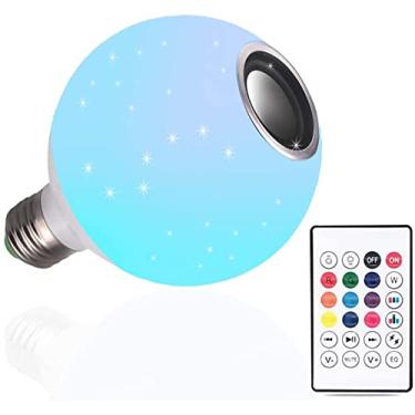 Imagem de Lâmpada de LED sem fio E27 com alto-falante RGB Disco Speaker controle remoto 24 teclas Criação atmosfera festa
