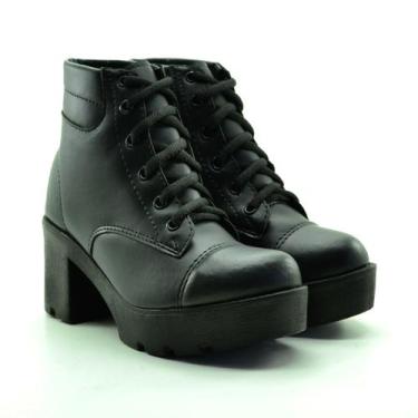 Imagem de Bota Coturno Salto Alto Confortável FootFlex, Preto, 36