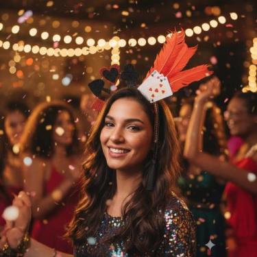Imagem de Tiara Feminina Acessório Cabeça Carnaval Enfeites Coloridos - Lika Bij