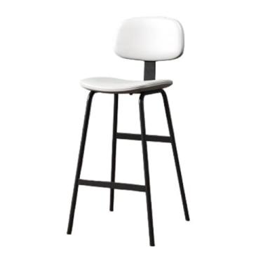 Imagem de Banquetas de bar brancas com capa macia, encosto alto, ferro, restaurante, bar, cadeira alta de 75 cm para cozinha