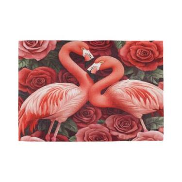 Imagem de Burbuja Jogo americano de rosas flamingo, conjunto de 4, tapetes de mesa laváveis antiderrapantes, resistentes ao calor, para cozinha, mesa de jantar, ambientes internos e externos