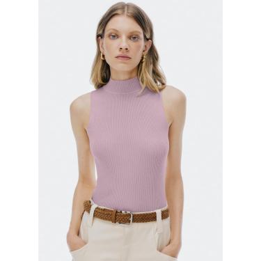 Imagem de Regata Básica Feminina Gola Alta Em Tricô Canelado-Feminino