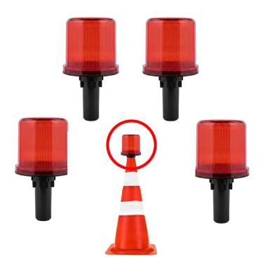 Imagem de Sinalizador Solar Viario Kit 4 Uni Rodovia Rua Estrada Alerta Cone Emergencia Obra