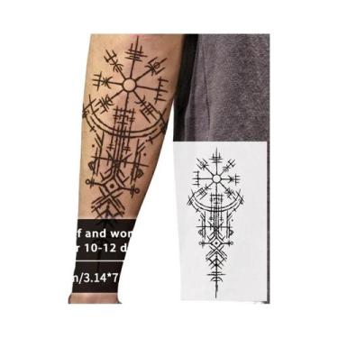 Imagem de Adesivos De Tatuagem Temporária À Prova D'água Com Runas Vikings, Geom
