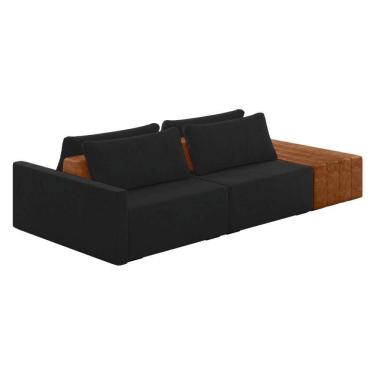 Imagem de Sofá Ilha 2 Lugares Living 232cm Modulado Lary Veludo K01 Cor Preto