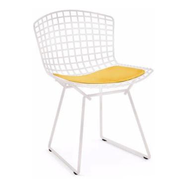 Imagem de Cadeira Bertoia Branca Com Assento Amarelo