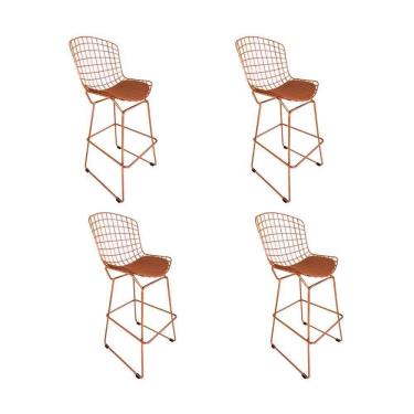 Imagem de Kit 4 Banquetas Bertoia Cobre D70 Com Assento Cobre