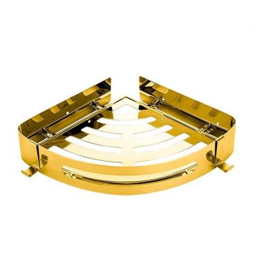 Imagem de Suporte Shampoo De Canto Parede Banheiro Aço Inox - Dourado