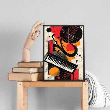 Imagem de Quadro Decorativo Teclado - Música 45X34Cm - Com Vidro