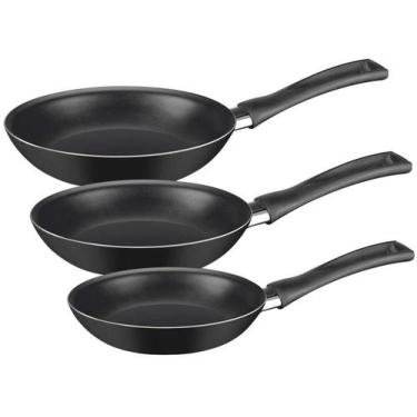 Imagem de Jogo De Frigideiras Rochedo 3 Peças Basic Antiaderente - Preto, Preto,