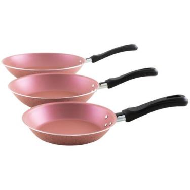 Imagem de Conjunto de Frigideiras Antiaderente Tramontina de Alumínio Linz Rosa 