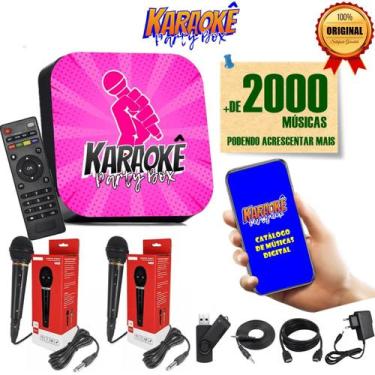 Imagem de Karaokê Party Box Profissional 2 Microfones com fio 2000 músicas com p
