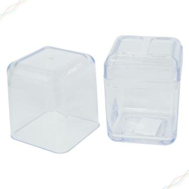 Imagem de Porta Escova Creme Dental Copo Suporte com Tampa Organizador Pia Cube 