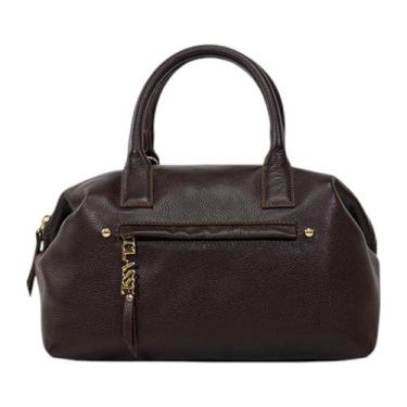 Imagem de Bolsa Feminina Classe Couro Tote Bag Mão E Trasnversal, Chocolate