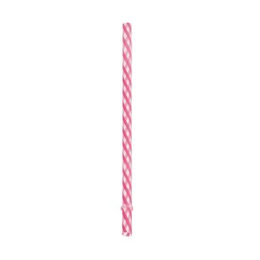 Imagem de 10 Canudos Plastico 19Cm Listras Pink/Transp Decoração Festas