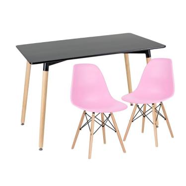Imagem de KIT - Mesa de jantar retangular Eames 60 x 120 cm preto + 2 cadeiras Eiffel DSW